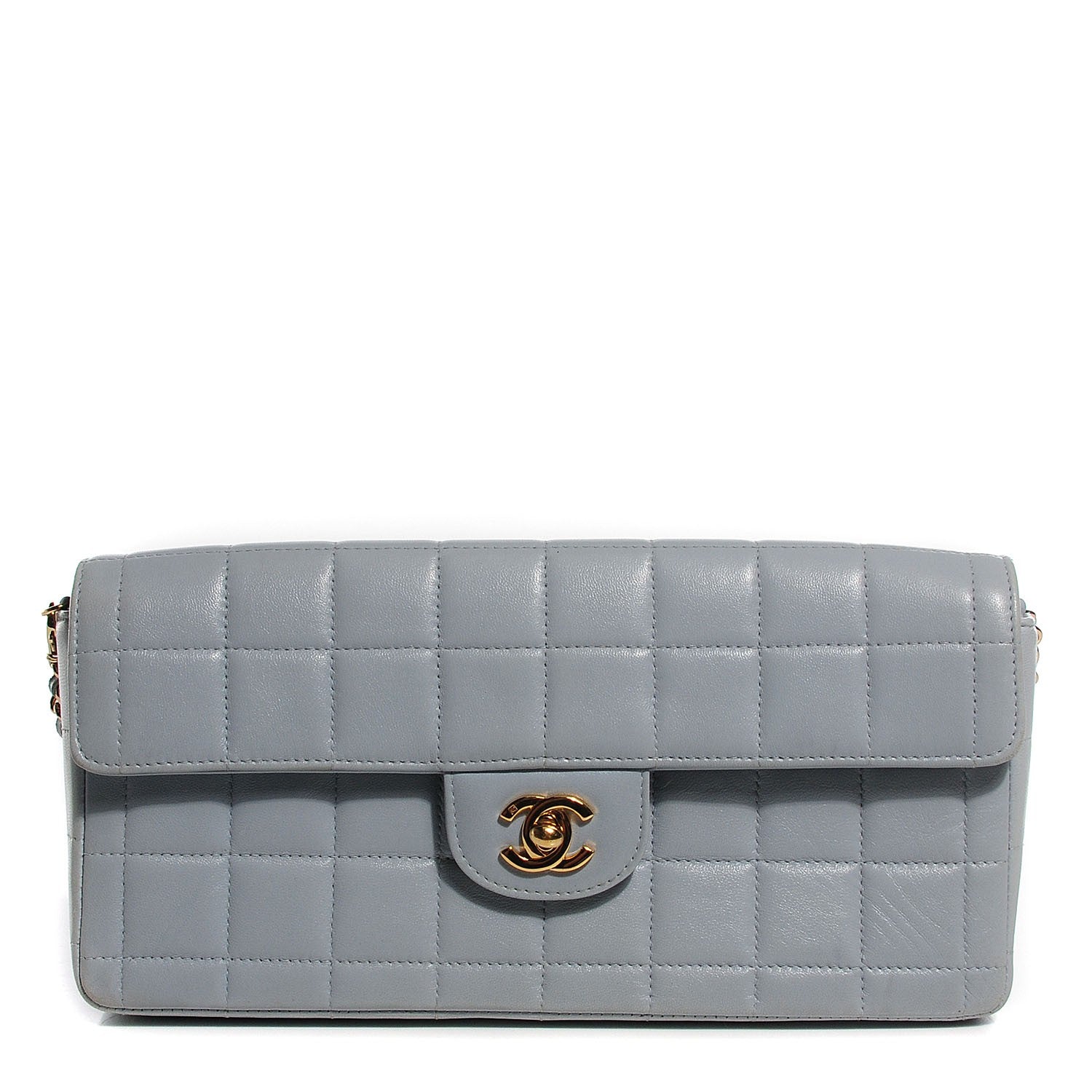 Chanel Lambskin Quilted East West Chocolate Bar Flap Light Blue 1 of 9