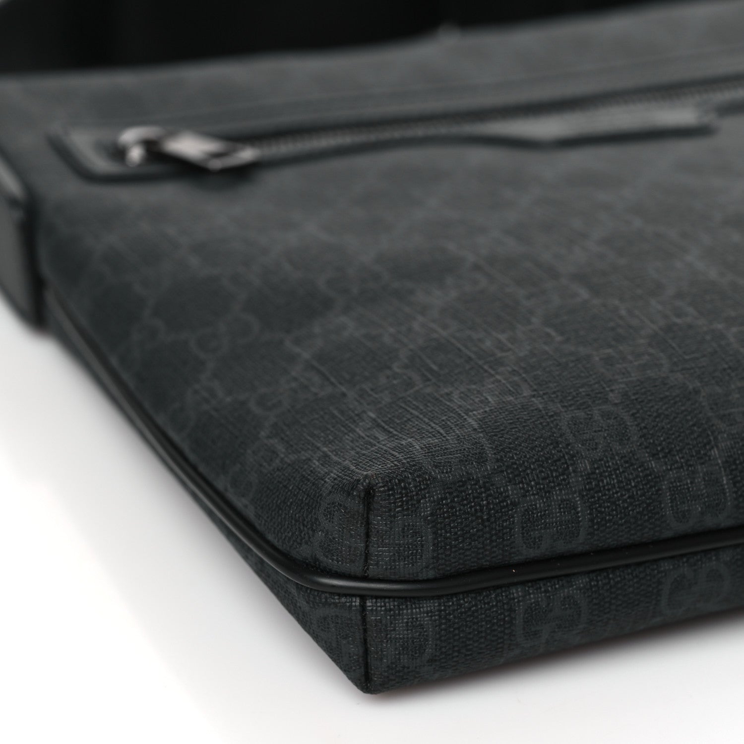 Gucci GG Supreme Monogram Crossbody Messenger Bag Black Grey 8 of 9