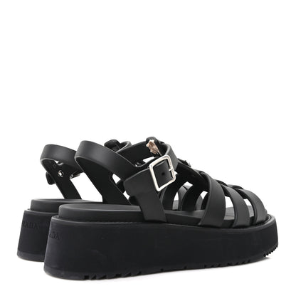 Prada Foam Rubber Metal Triangle Logo Soft Cage Women Sandals 40 Black 5 of 10