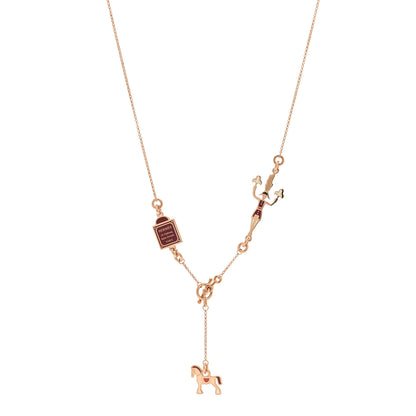 Hermes Metal Enamel Cheval Grand Parade Necklace Rose Gold 1 of 7