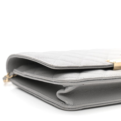 Chanel Caviar Quilted Golden Class Wallet On Chain WOC Gray 10 of 11