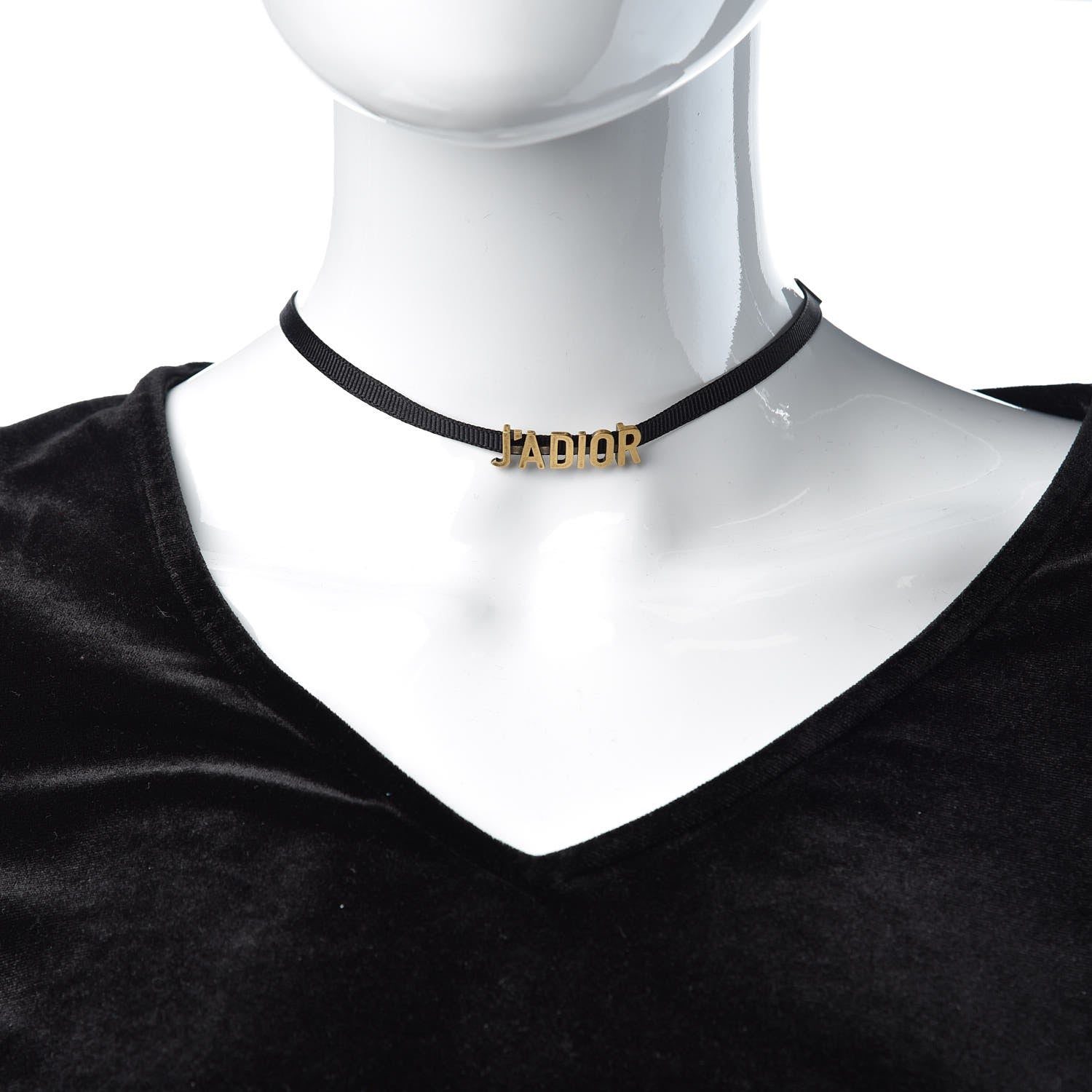 Christian Dior Grosgrain Ribbon J'Adior Logo Choker Necklace Black 2 of 4