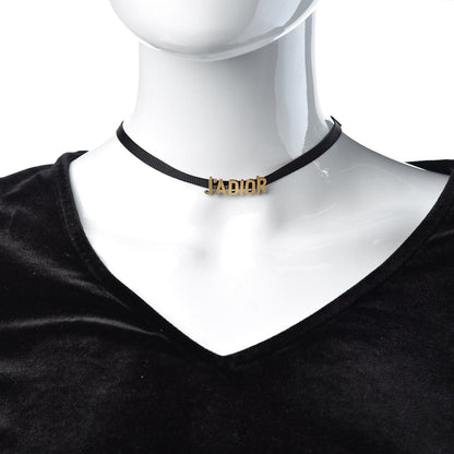 Christian Dior Grosgrain Ribbon J'Adior Logo Choker Necklace Black 2 of 4