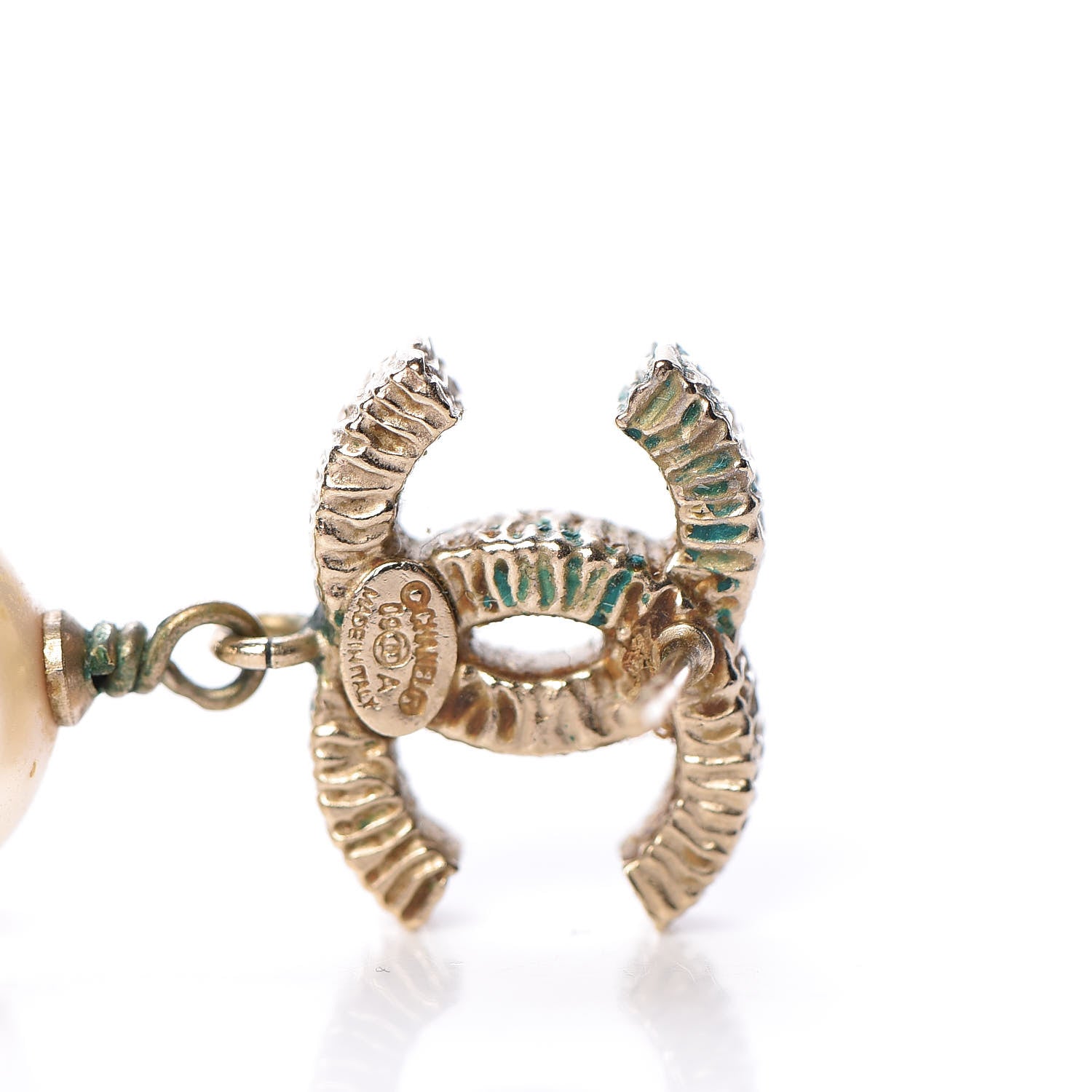 Chanel Pearl CC Drop Earrings Gold 7 of 7