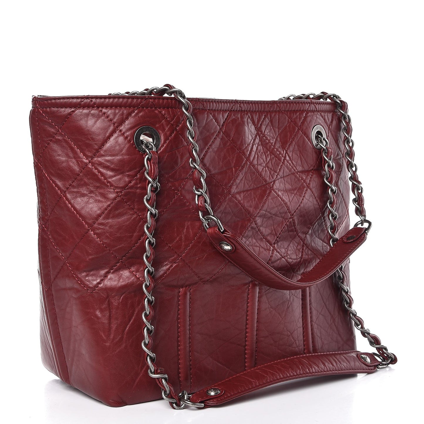 Aged Calfskin Small Shopping In Moscow Tote Burgundy