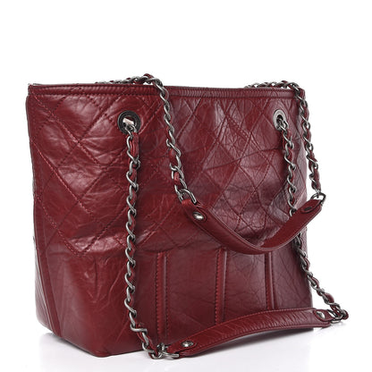 Chanel Aged Calfskin Small Shopping In Moscow Tote Burgundy 3 of 7