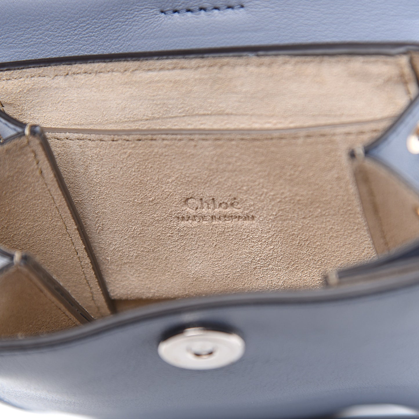 Suede Calfskin Mini Faye Bracelet Bag Washed Blue