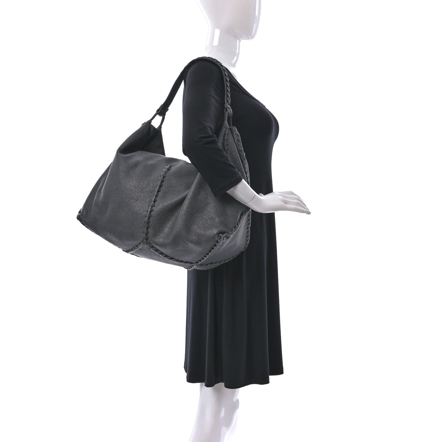 Bottega Veneta Washed Cervo Deerskin Shoulder Bag New Light Grey 2 of 13