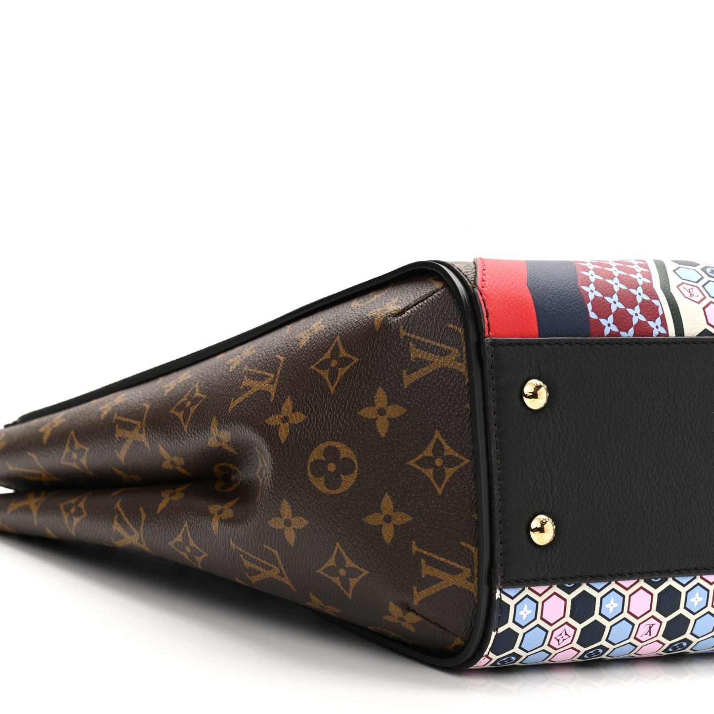 Calfskin Monogram Kimono Tote MM Rouge Navy