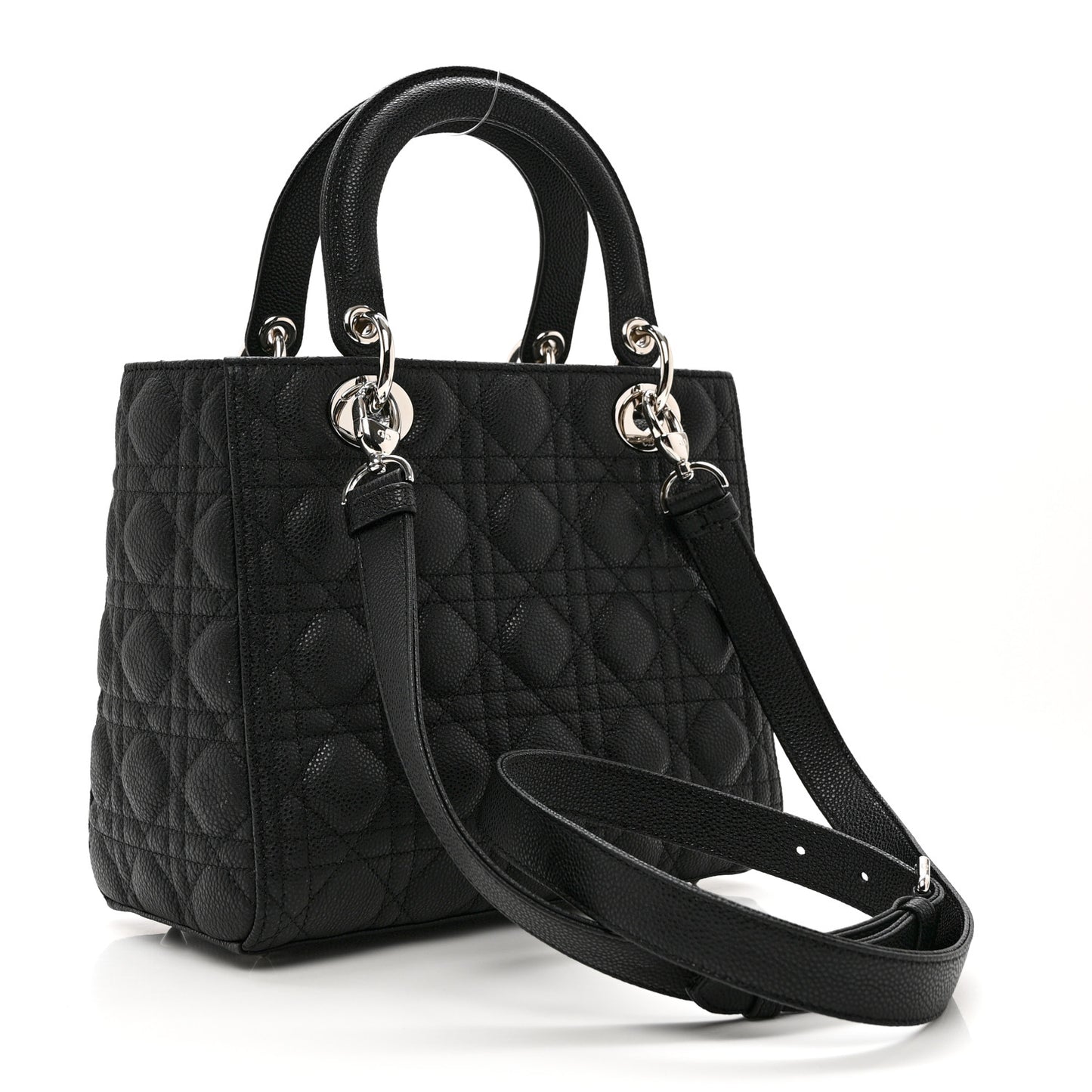 Grained Calfskin Cannage Medium Lady Dior Black