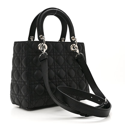 Christian Dior Grained Calfskin Cannage Medium Lady Dior Black 3 of 8
