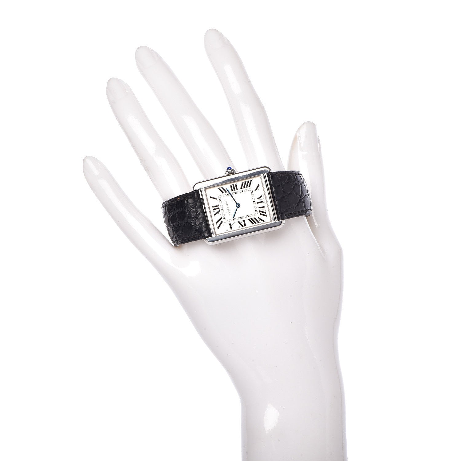 Cartier Stainless Steel Alligator 27mm Tank Solo Quartz Watch 2 of 7