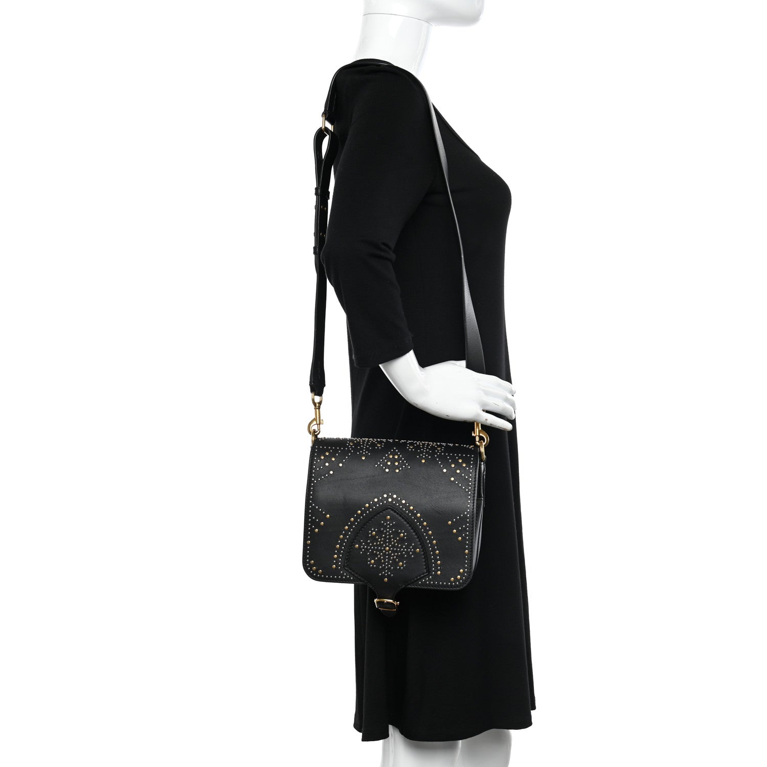 Burberry Calfskin Studded Square Satchel Black 2 of 9