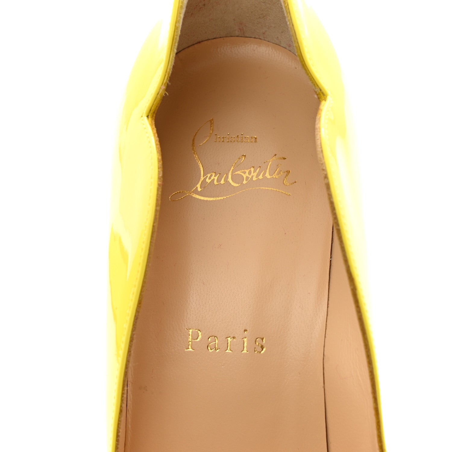 Christian Louboutin Patent Hot Chick 100 Pumps 38 Citrus 5 of 10