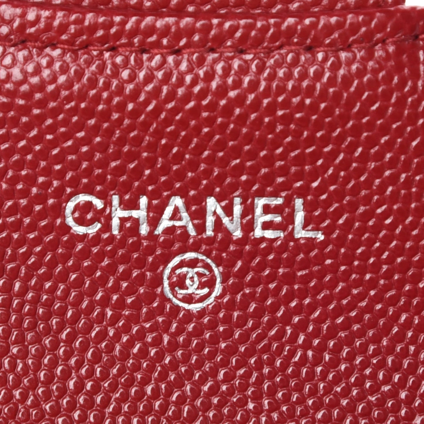 Caviar Quilted Flap Card Holder Dark Red