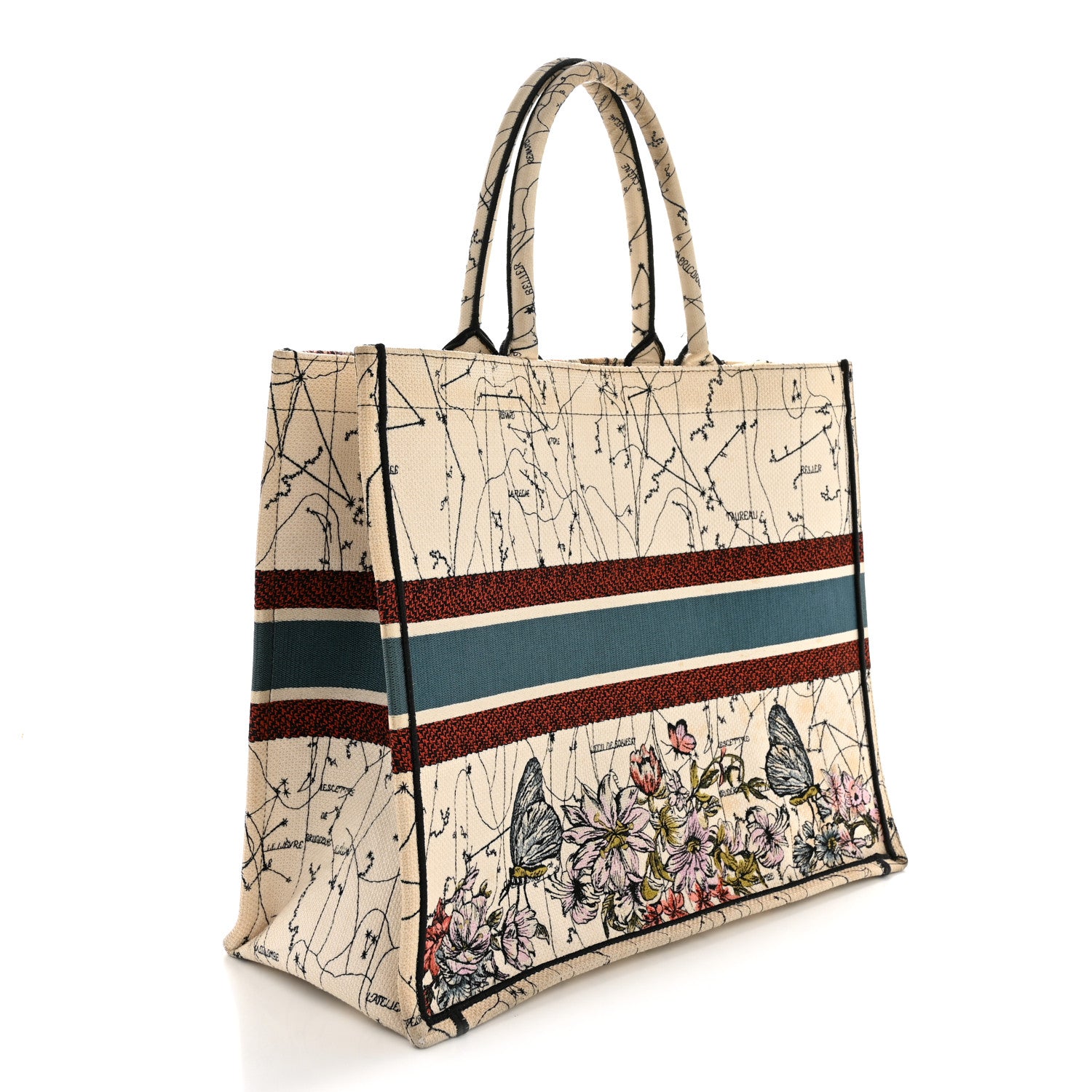 Christian Dior Canvas Embroidered Large Zodiac Book Tote Latte Multicolor 3 of 15
