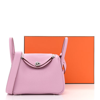 Hermes Taurillon Clemence Mini Lindy 20 Mauve Sylvestre 11 of 11