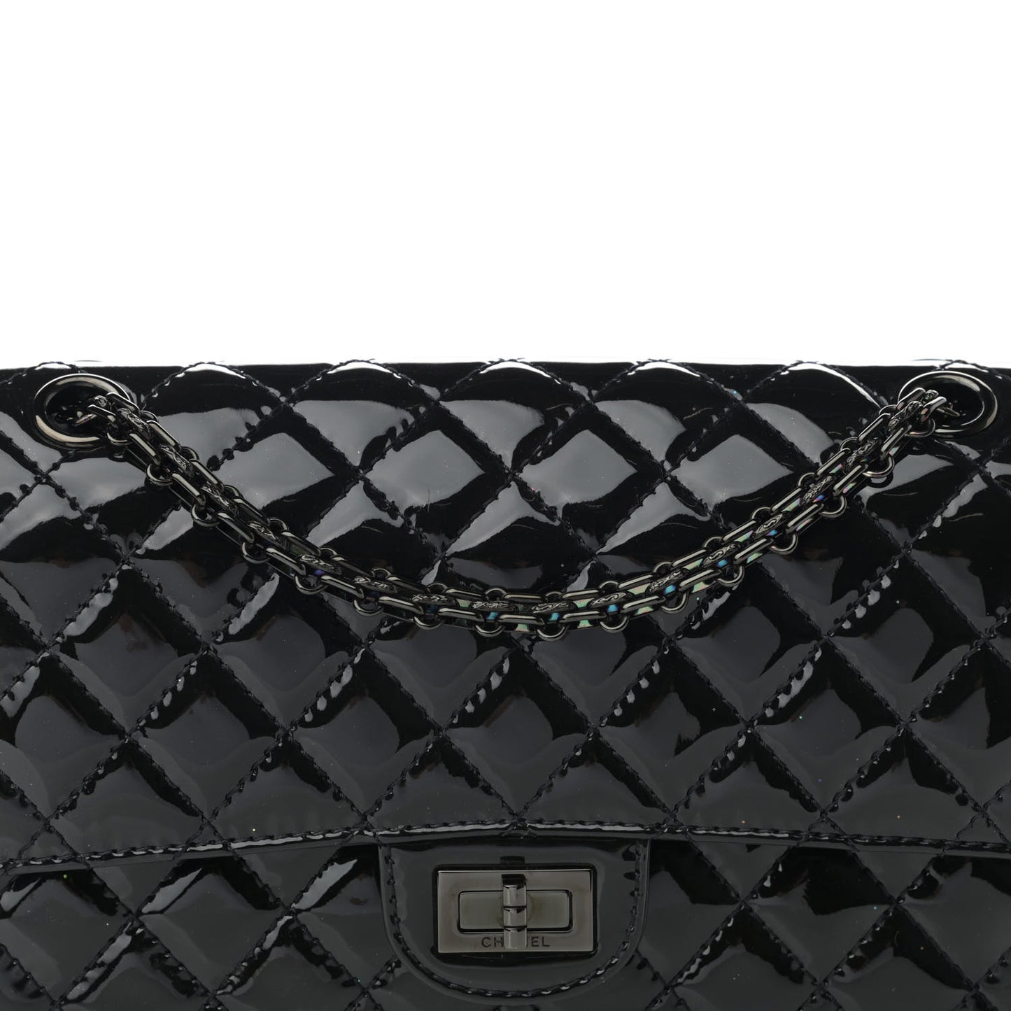 Patent Calfskin Quilted 2.55 Reissue 225 Flap So Black