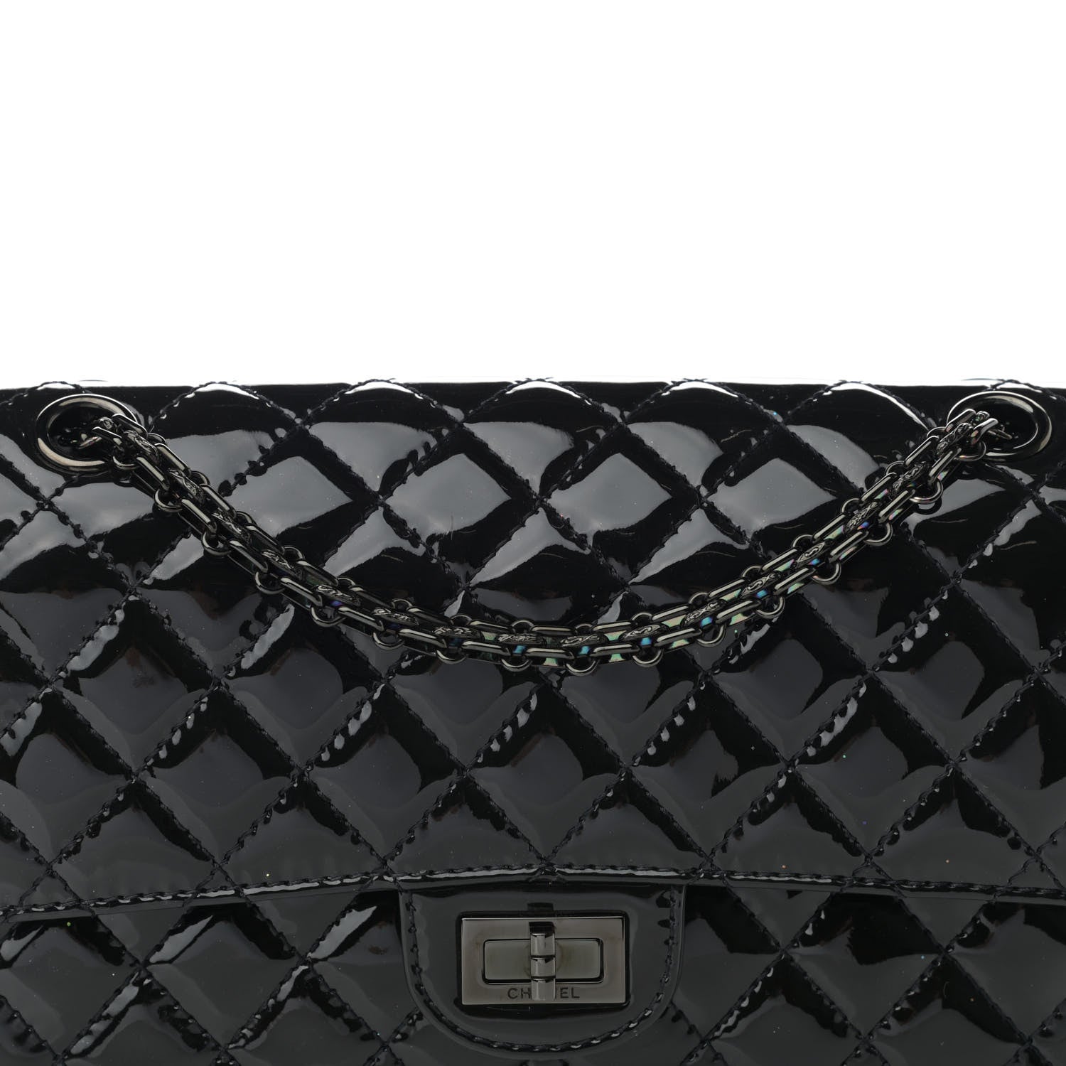 Chanel Patent Calfskin Quilted 2.55 Reissue 225 Flap So Black 8 of 13