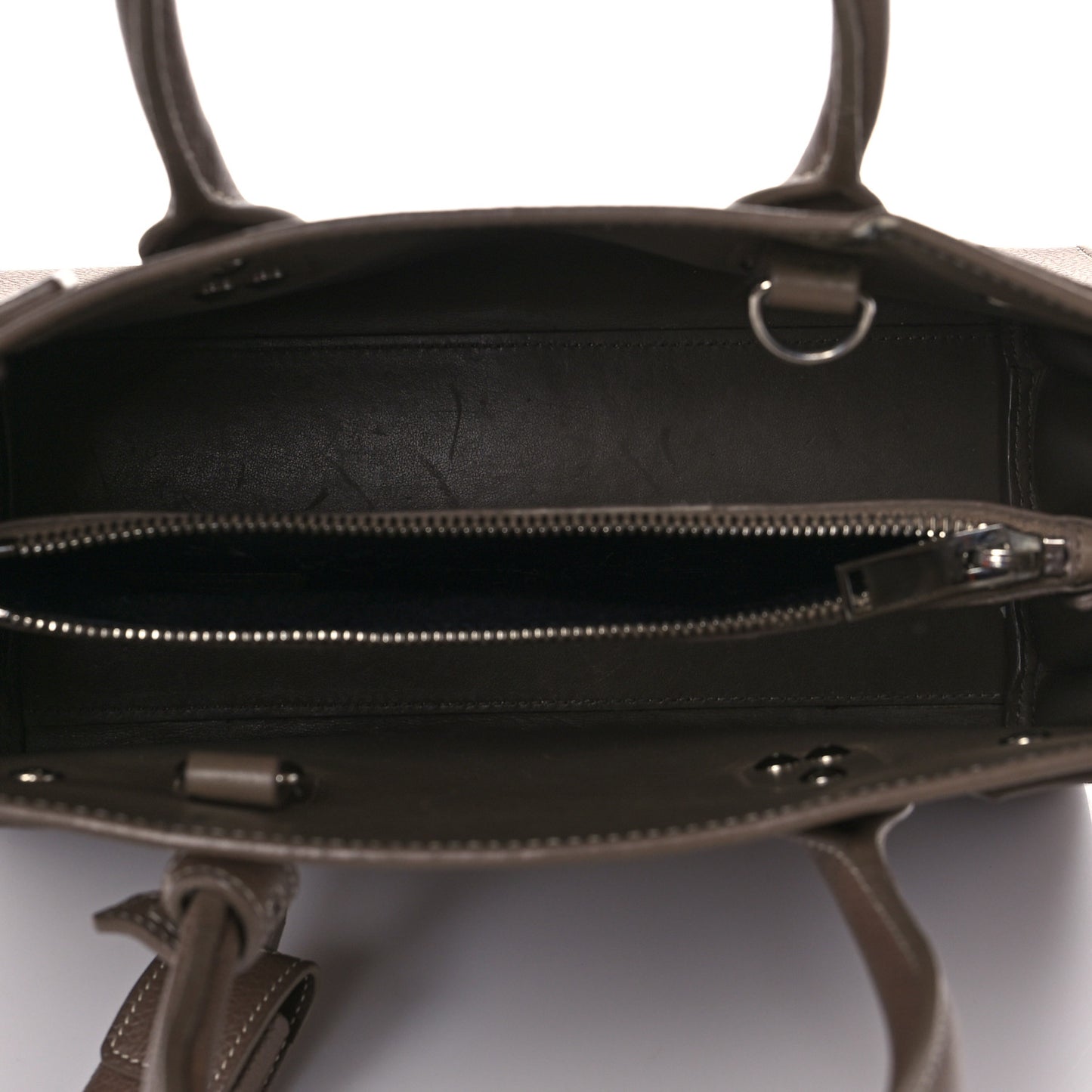 Grained Calfskin Topstich Baby Sac De Jour Taupe