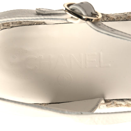 Chanel Lambskin Cap Toe CC Espadrille Sandals 39 White Black 8 of 9