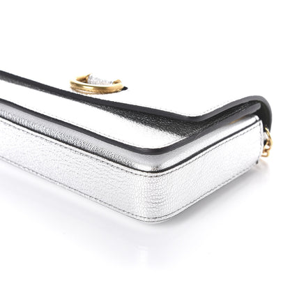 Burberry Metallic Hayes Goatskin D-Ring Mini Bag Silver 8 of 9