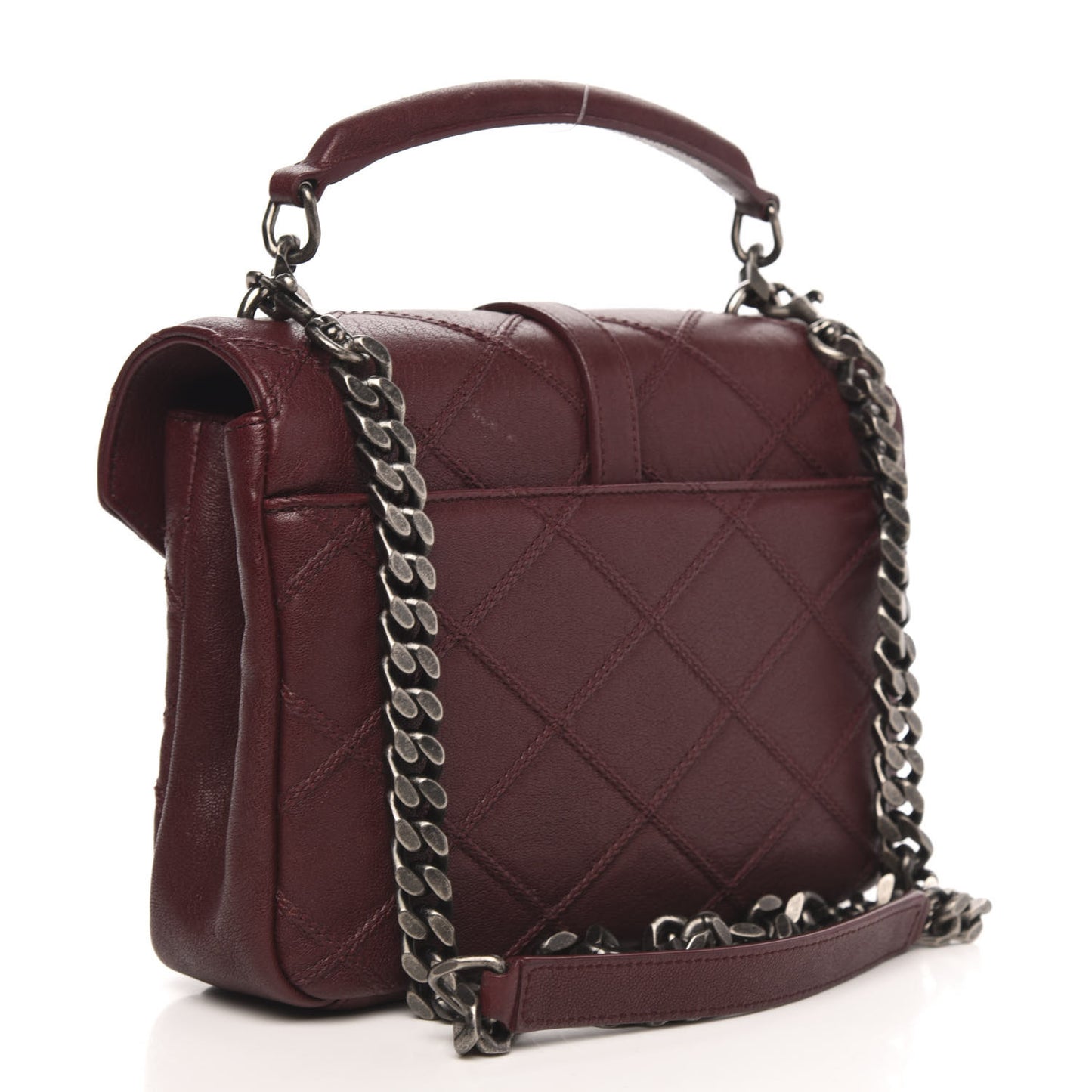 Calfskin Matelasse Diamond Quilted Monogram Medium College Bag Bordeaux