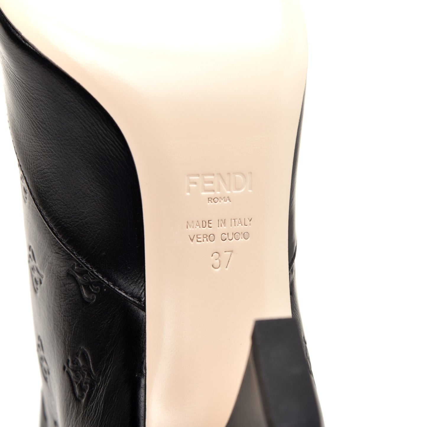 Vitello Karligraphy Embossed FFreedom Ankle Boots 37 Black