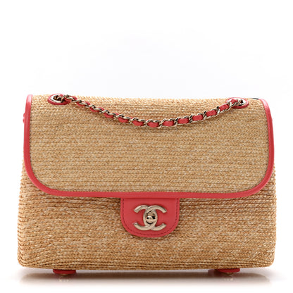 Chanel Raffia Lambskin Small Flap Bag Beige Coral 1 of 10