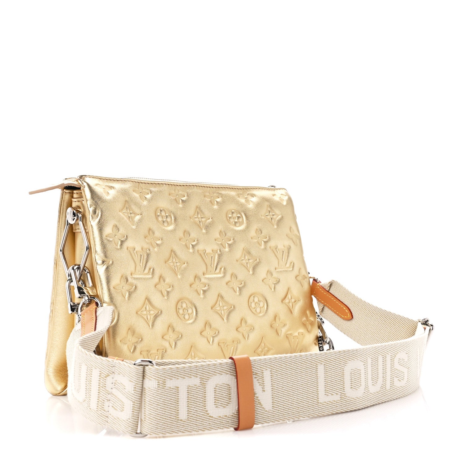 Louis Vuitton Lambskin Embossed Monogram Coussin PM Gold 3 of 9