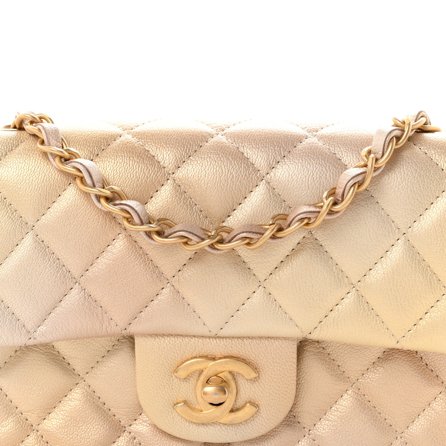 Chanel Metallic Goatskin Quilted Mini Rectangular Flap Gold 7 of 10