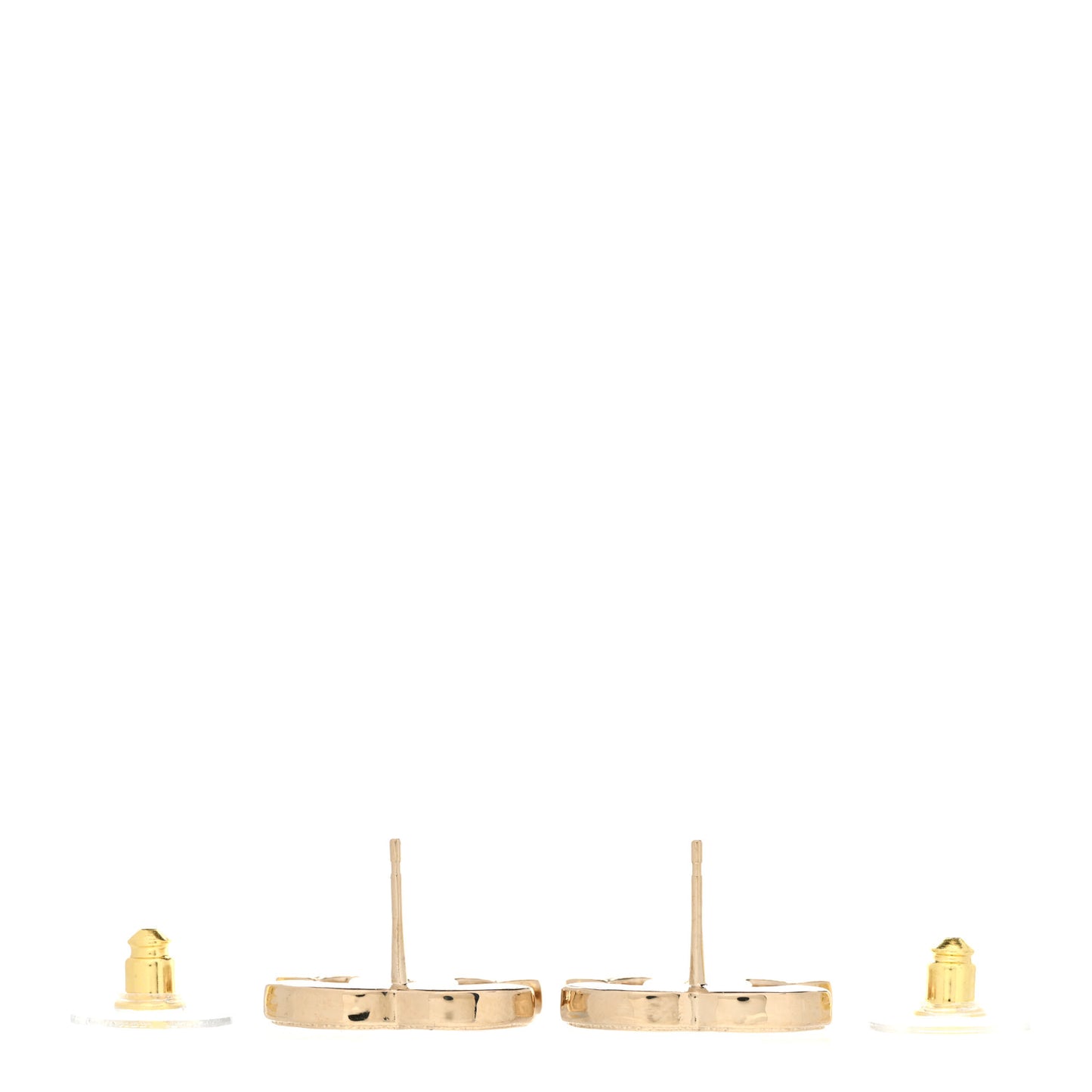 Metal Enamel CC Earrings Black Gold