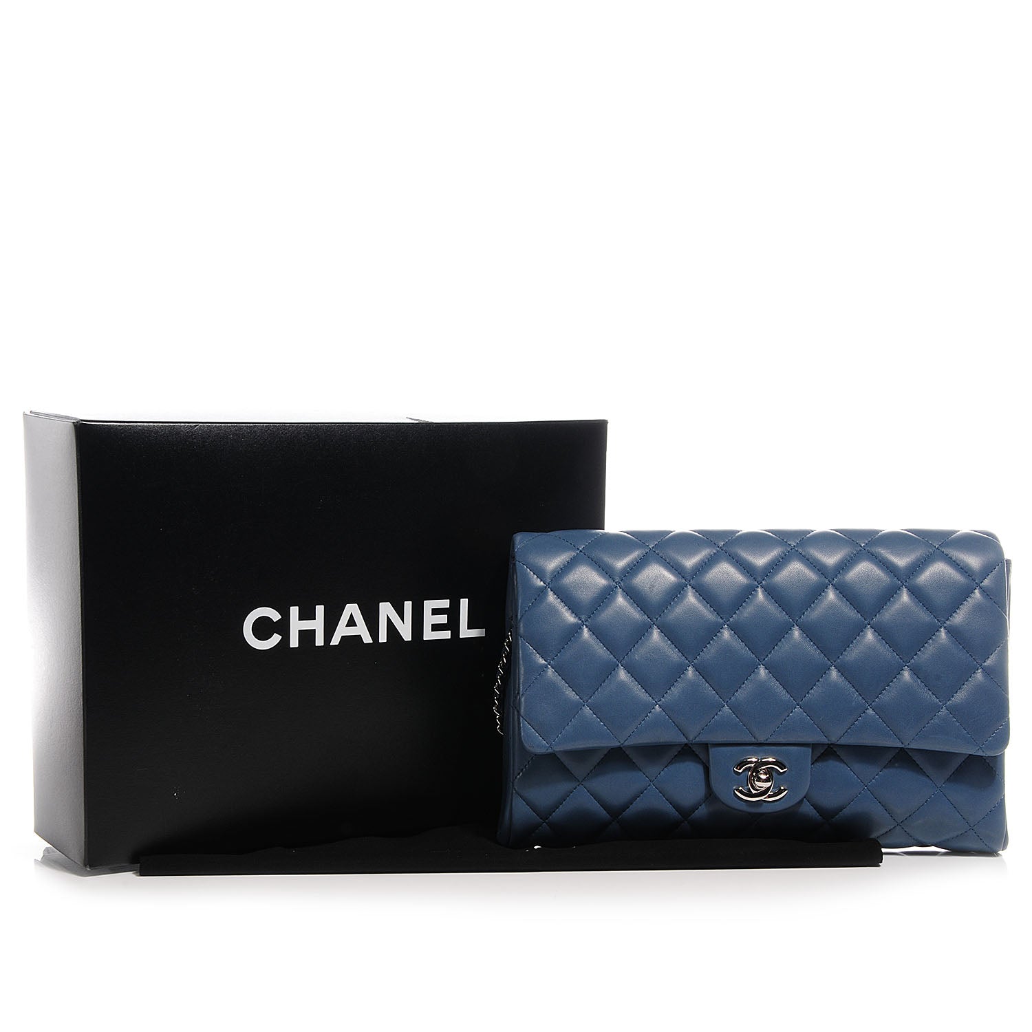 Chanel Lambskin Quilted Clutch with Chain Flap Blue 9 of 9