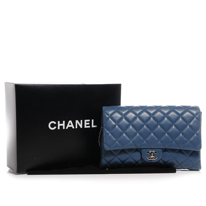 Chanel Lambskin Quilted Clutch with Chain Flap Blue 9 of 9