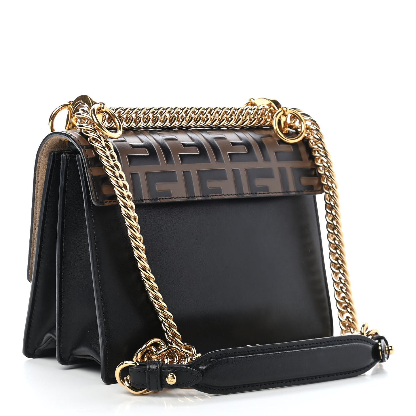 Vitello Liberty Bi-Color FF 1974 Embossed Small Kan I Shoulder Bag Black Maya