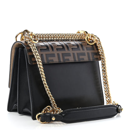 Fendi Vitello Liberty Bi-Color FF 1974 Embossed Small Kan I Shoulder Bag Black Maya 3 of 10