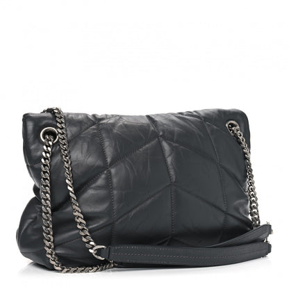 Saint Laurent Lambskin Quilted Small Loulou Puffer Monogram Chain Satchel Storm 2 of 5