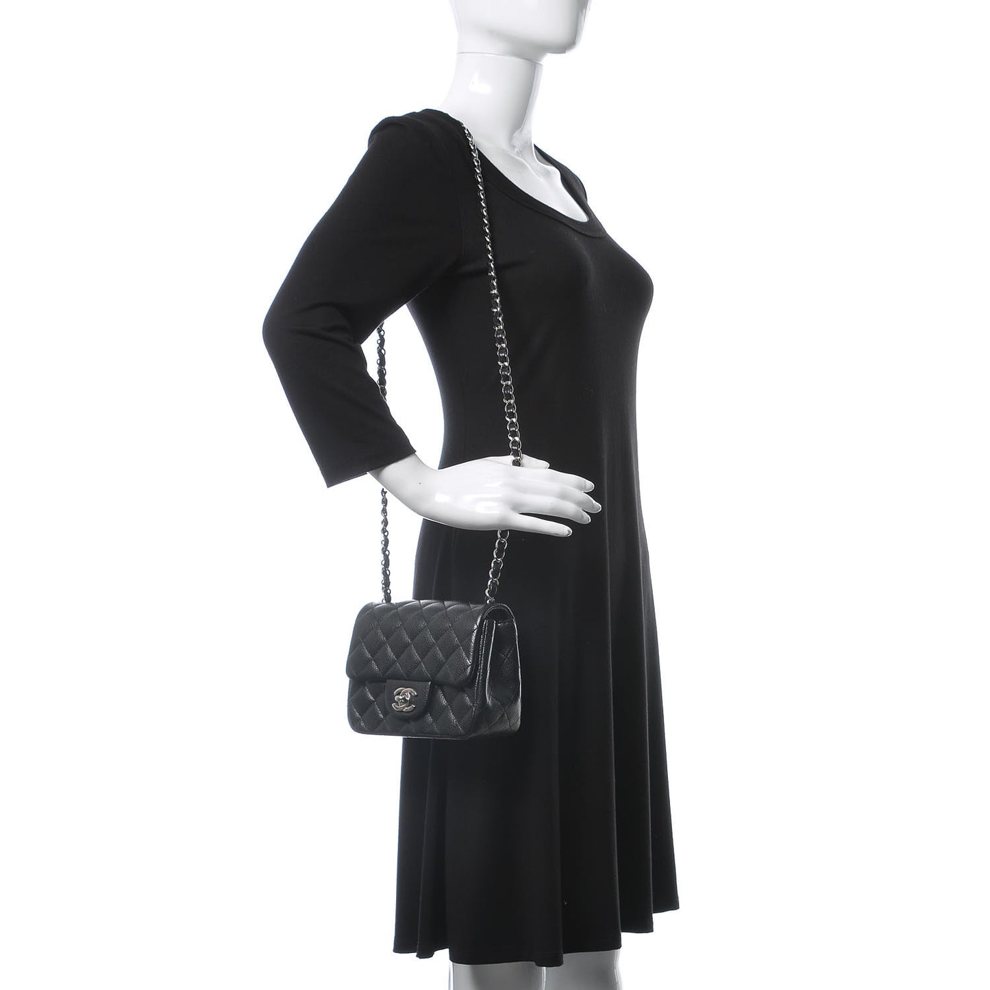 Caviar Quilted Mini Square Flap Black