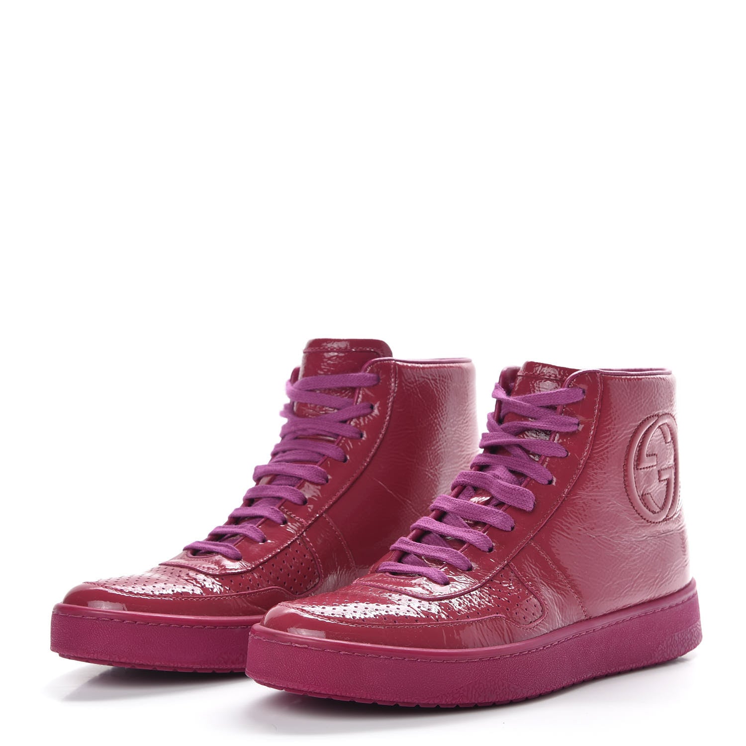 Gucci Soft Patent Womens High Top Sneakers 35.5 Fuchsia 3 of 9