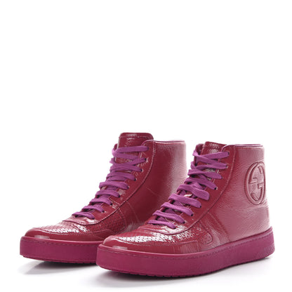 Gucci Soft Patent Womens High Top Sneakers 35.5 Fuchsia 3 of 9