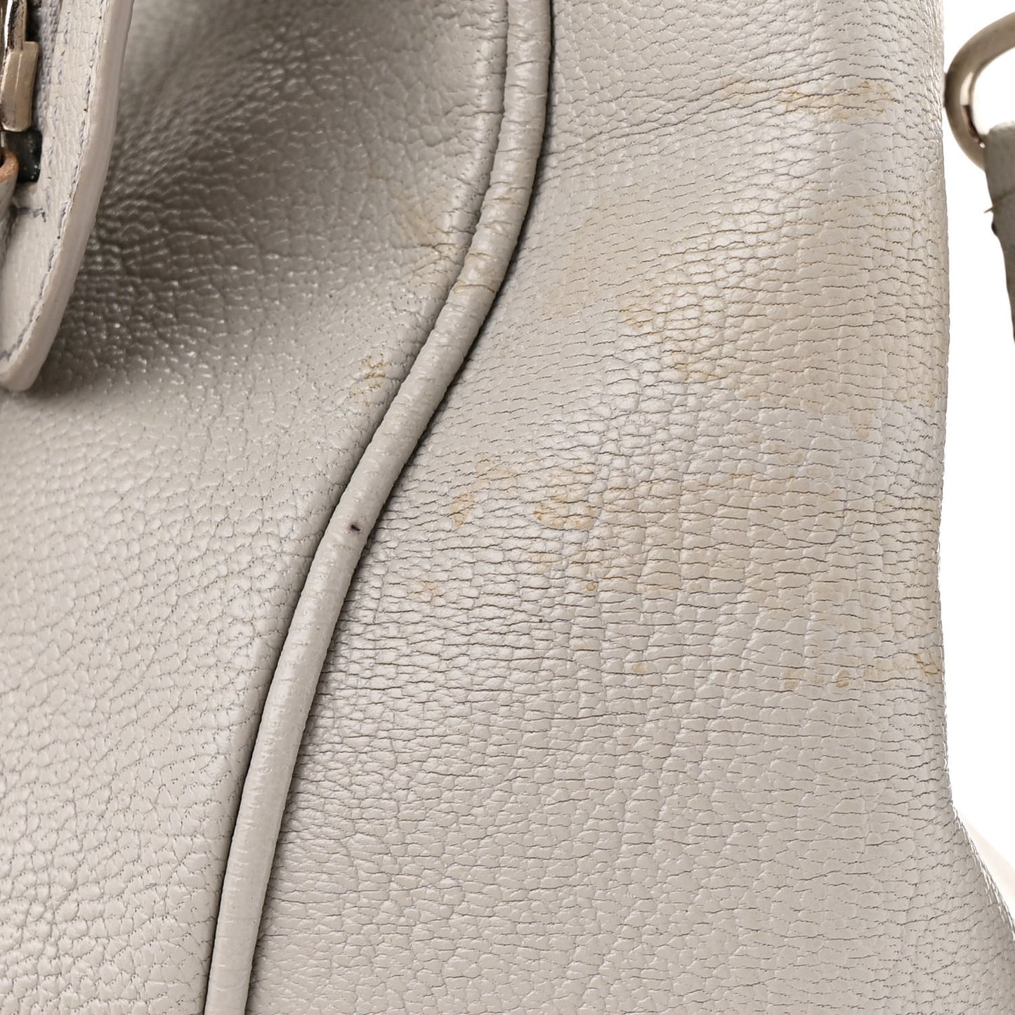 Chevre Silver Metallic Edge Hardware Velo Gris Perle