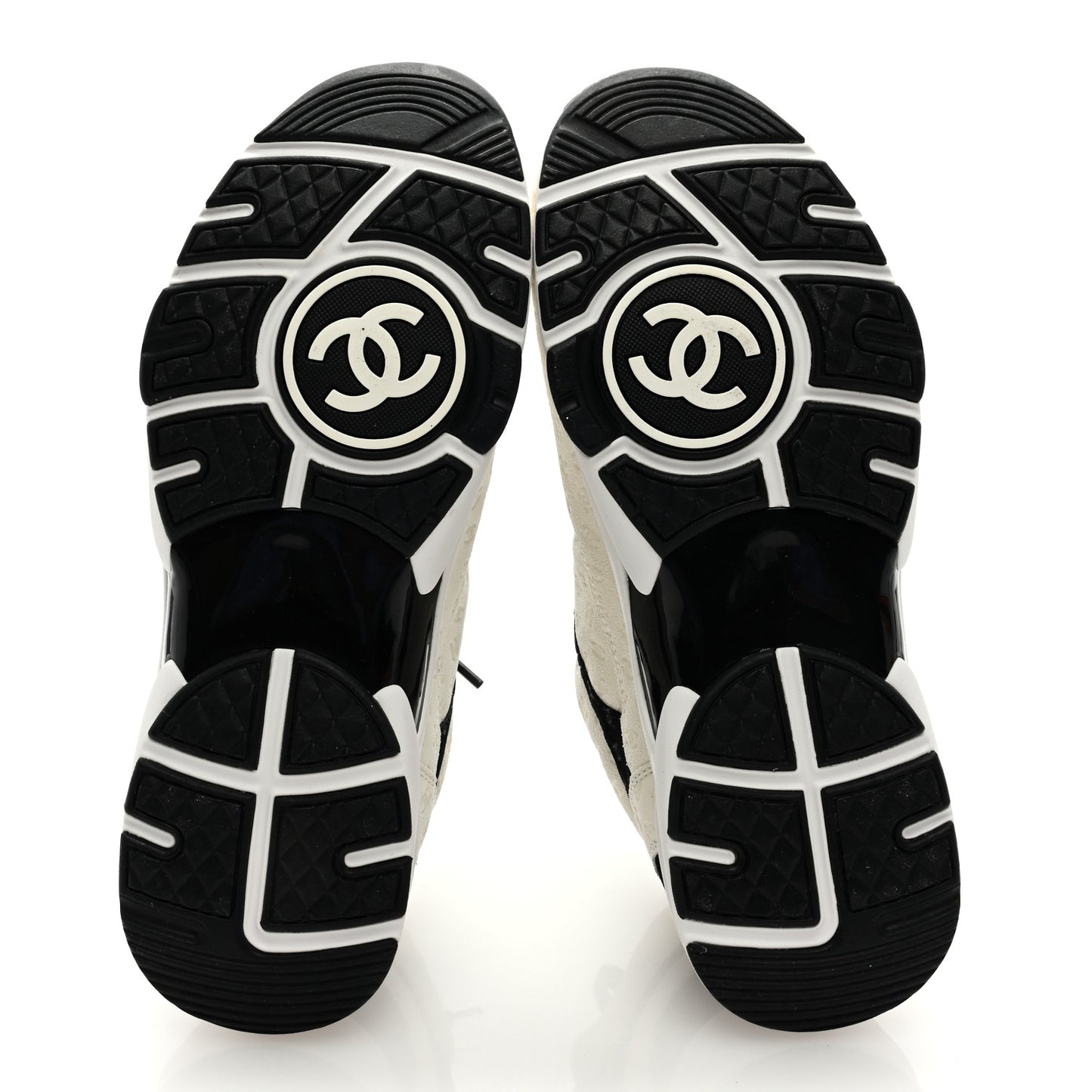 Fabric Suede Calfskin CC Sneakers 39 White Black