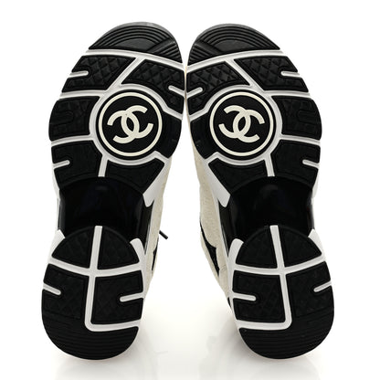 Chanel Fabric Suede Calfskin CC Sneakers 39 White Black 5 of 8
