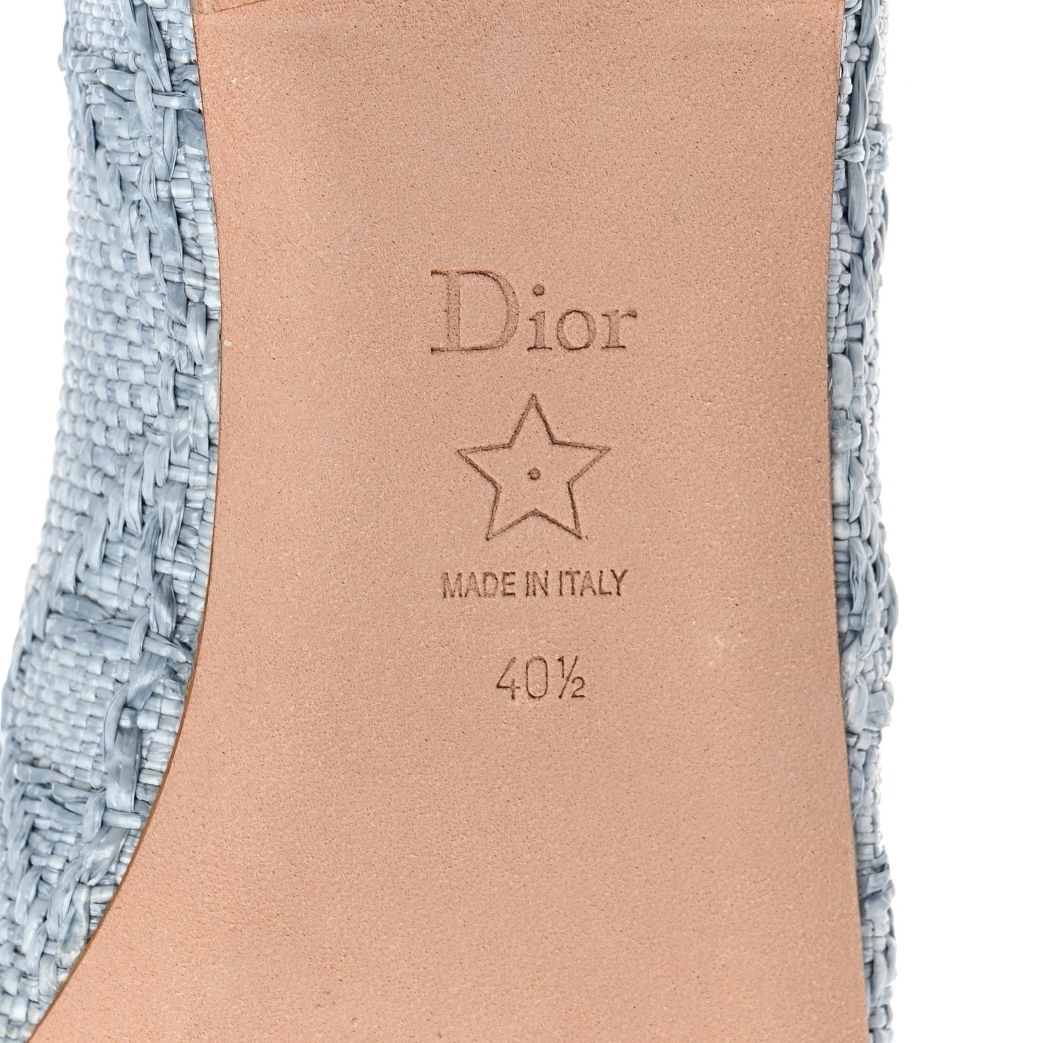 Christian Dior Raffia Cannage Ballet Flat 40.5 Bleu Pastel 8 of 9