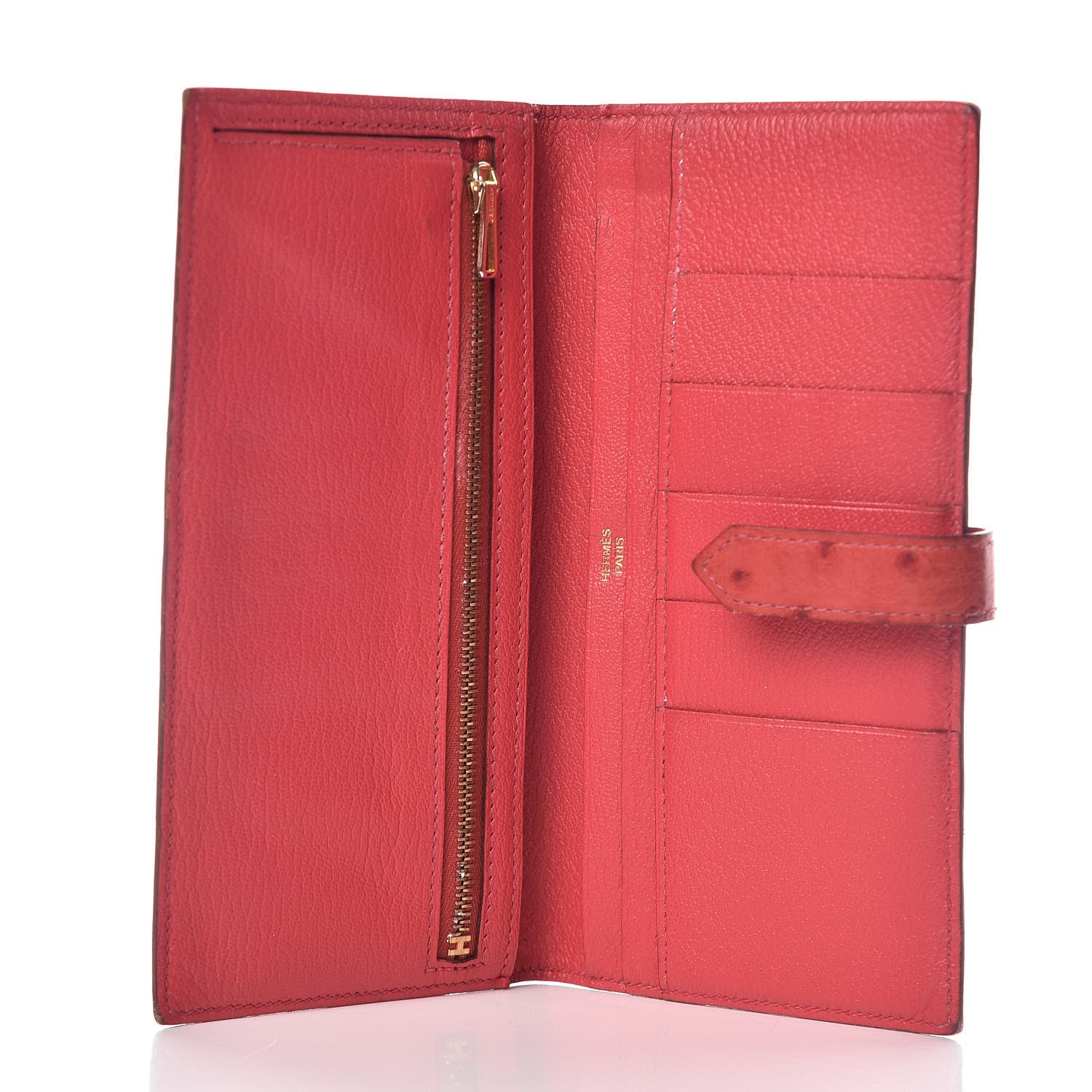 Hermes Ostrich Bearn Wallet Bougainvillea 5 of 11