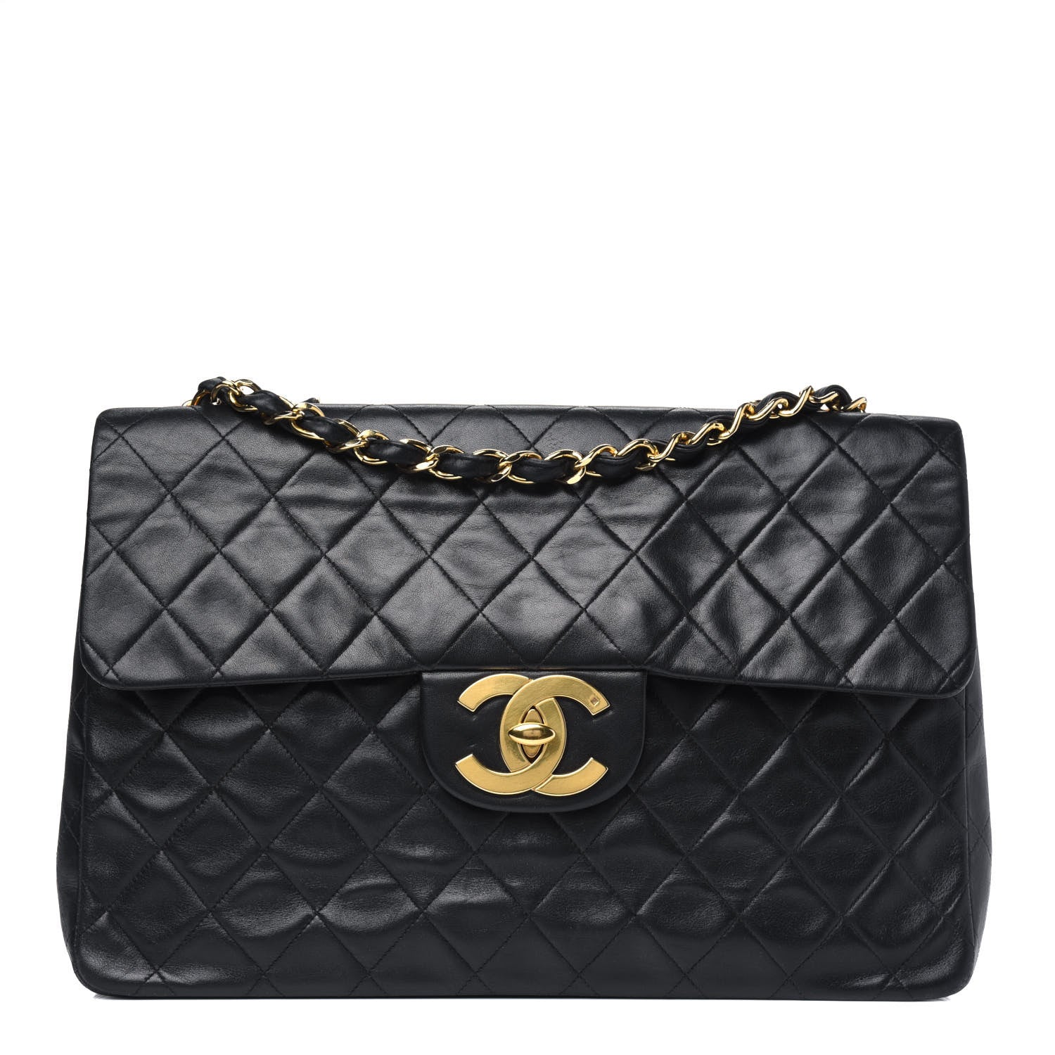 Chanel Lambskin Quilted XL Jumbo Single Flap Black 1 of 15