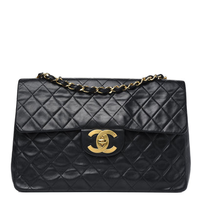 Chanel Lambskin Quilted XL Jumbo Single Flap Black 1 of 15