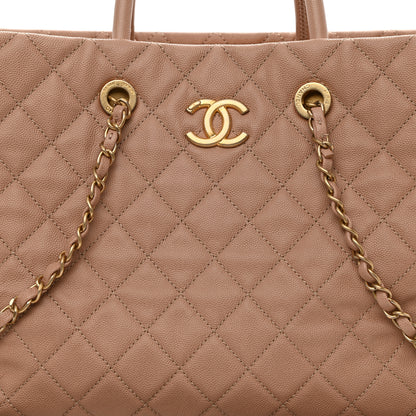 Chanel Caviar Quilted Large Coco Handle Shopping Tote Beige 9 of 9