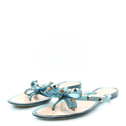 Valentino Garavani PVC Jelly Glitter Rockstud Bow Thong Sandals 40 Cerulean 4 of 8