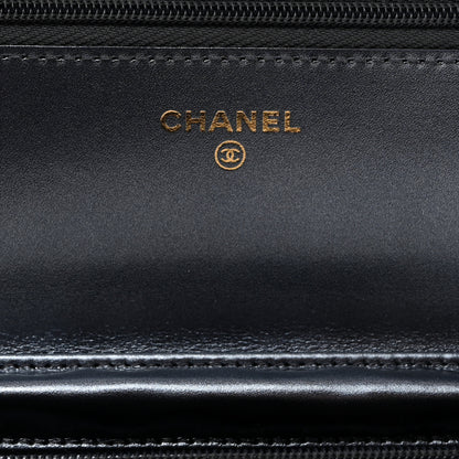 Chanel Metallic Lambskin Wallet On Chain WOC Dark Blue 6 of 11